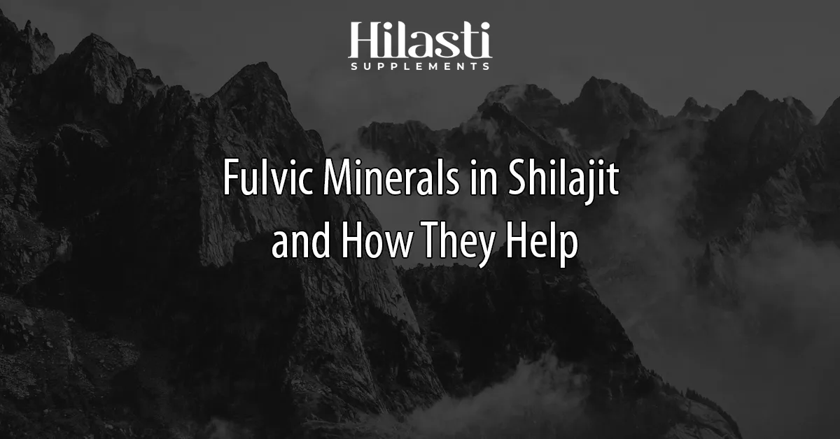 Dark mountain range with the title Fulvic Minerals in Shilajit