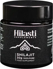 A jar of Hilasti Himalayan shilajit resin